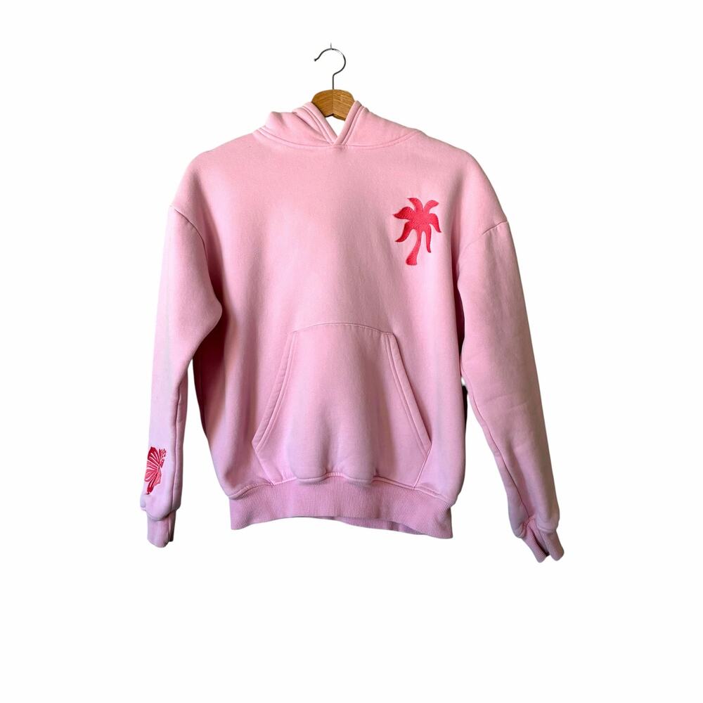 Pink Palm Puff Hoodie XXS